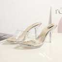 NBUUNBU Silver Clear Heels For Women Dress Shoes Transparent Strap Sexy Stilletos Heels Open Toe High Silver Heeled Sandals Pump Mules, Size 8