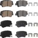 ILONPA Front Ceramic Rear Semi-metallic Disc Brake Pads Set for Hyundai Elantra 2011-2016, for Elantra GT 2013-2016, for Veloster 2012-2016 8PCS(With Hardware)