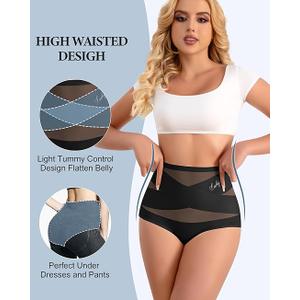 Women's High Waisted Underwear Postpartum Stretch Full Coverage Breathable Briefs Panties (X-Large, Black)