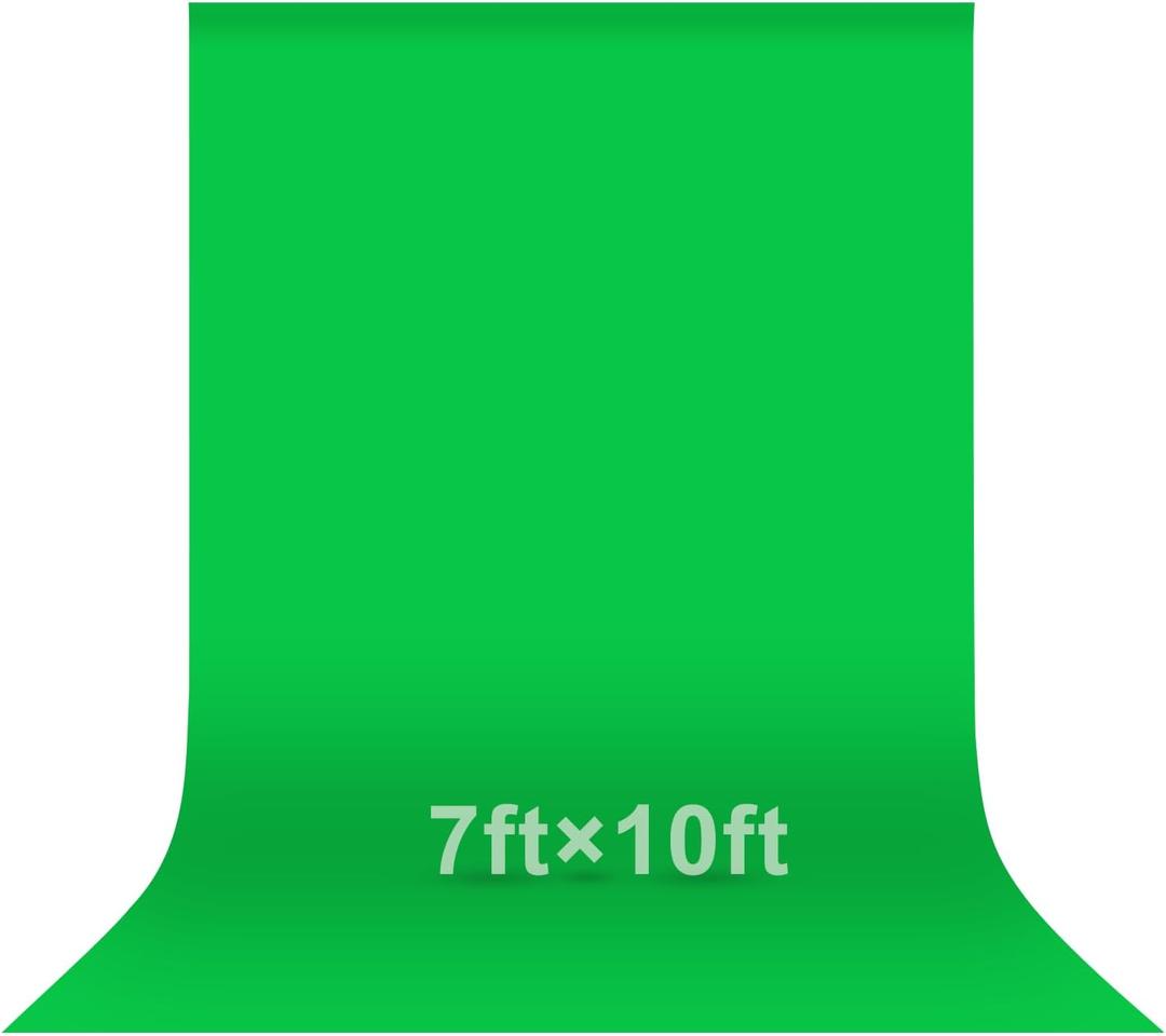 EMART Green Screen Photo Backdrop, 7x10 ft Photoshoot Backdrop Chroma Key Green Screen Polyester Cloth Fabric Curtain for Background Removal, Zoom Meeting, Photo Video Studio, Live Streaming