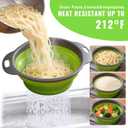2 Pack Collapsible Silicone Colander with Handle, Over Sink Foldable Food Strainer, BPA-Free Space Saving Drain Basket for Vegetables, Fruits, Pasta, Kitchen & Camping (Green)