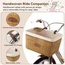 GRANNY SAYS Bike Basket Front with Cup Holder for Women and Men, Natural Rattan Wicker Bike Baskets for Adult Bikes, Basket for Bikes with Liner, Bicycle Baskets for Beach Cruiser