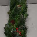 National Tree Company Pre-Lit Artificial Christmas Garland, Green, Crestwood Spruce, White Lights, Decorated with Glitter, Pinecones, Berry Clusters, Battery Operated, Christmas Collection, 9 Feet