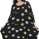 KFUBUO Plus Size Nightgowns for Women Oversized Sleep Tshirts Dress Short Sleeves Sleepwear With Pocket Fit S-5XL