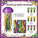 Frienda 9 Pcs Mardi Gras Decorations Purple Gold Green Hanging Paper Lanterns for Mardi Gras Party Accessories Carnival Floats Supplies Gillter Decor Ornament