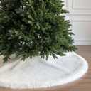 72-Inch Huntsman High-Pile Faux Fur Christmas Tree Skirt with Hidden Slide Clasp Closure and Durable Microfiber Backing, Ivory