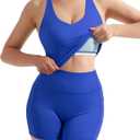 SUUKSESS Women 2 Piece Workout Sets Padded Tank Tops Tummy Control Leggings Gym Outfits (Blue, XL)
