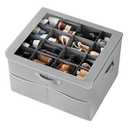 PHINOX Shoe Organizer for Closet, Fits up to 16 Pairs, Shoe Storage Bins with Clear Cover and Reinforced Handles, Foldable Shoe Storage Organizer, Space Saving Shoe Holder for Wardrobe, 1 Pack Grey