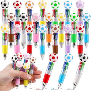 24 Pack Soccer Party Favors Bulk - Multicolor Mini Pens for Kids, Classroom Prizes, Goodie Bag Stuffers Supplies