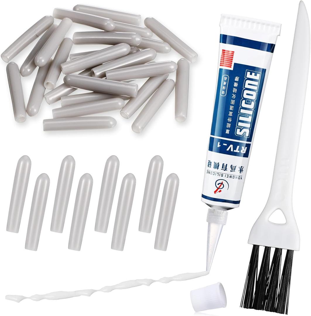 Baderke 1 Bottle 1.7 oz Dishwasher Rack Coating/glue with 25 Gray Caps and 1 Brush Dishwasher Rack Repair Coating