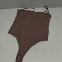 SUUKSESS Women Sexy Square Neck Thong Bodysuit Backless Cami Bodysuit Top (Medium, 01 Brown)