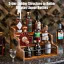 KLM Liquor Bottle Display Shelf, Coffee Syrup Rack Organizer, 3 Step Countertop Liquor Wine Rack, mini bar,liquor cabinet, Home Retro Bar Shelf Stand for Liquor Whiskey, Spirits