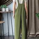 Dokotoo Women's Casual Jumpsuits Ribbed Front Pocket Loose Overalls One Piece Sleeveless Wide Leg Long Pant Rompers (M)