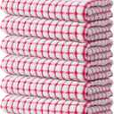 Kitinjoy Cotton 6 Pack Terry Kitchen Towels, 16 x 25 Inches Super Soft and Absorbent Dish Towels, Quick Drying Hand Towels for Kitchen Drying, Red