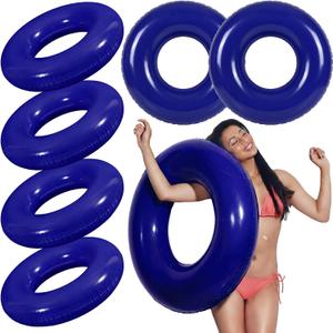 JellyArch 6 Pcs Inflatable Pool Floats 28 Inches Swim Tube Bulk for Adults Swimming Ring Pool Floaties for Beach Party Decorations Women and Men River Lake Summer Vacation Holiday (Neon Navy)