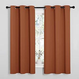 NICETOWN Bedroom Halloween Curtains 63 inches Long, Privacy and Thermal Insulated Blackout Drapes for Windows (Burnt Orange, 1 Pair, 42 x 63 inches)