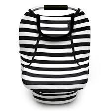 ACRABROS Car Seat Covers for Babies,All Season Infant Carseat Cover Canopy for Boys and Girls,Stretchy Adjustable Peeping Window with Mesh Cover,Warm Breathable Universal,Black White Stripe