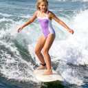 Kids4ever Girls One Piece Swimsuits Color Block Bathing Suit Kids Swimwear for Teens Beach 9-16Y (Purple)