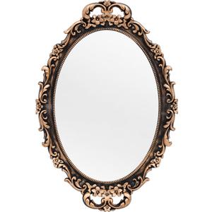 Tstarer Vintage Decorative Gold Framed Mirror, Wall Hanging Mirrors & Tabletop Tray for Bedroom Living Room Dresser Decor, Oval 9.6" W x 14.3" L (Bronze)