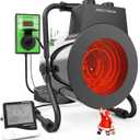 Buyplus Greenhouse Heater with Digital Thermostat, 1500W Outdoor Heaters for Patio, Overheat Protection & 3S Fast Heating, Electric Space Heater for Greenhouse, Patio, Garage, Flower Room, Silver