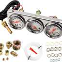 Triple Gauge Kit Oil Volt Water Gauge 3 in 1 Car Meter Auto Gauge Temp Gauge Temperature Oil Pressure Gauge Sensor US(Three in one)