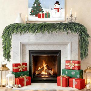 6FT Real Touch Norfolk Pine Garland - Lifelike Artificial Christmas Garland for Mantle, Fireplace, Table, Faux Indoor Outdoor Elegant Holiday Decor
