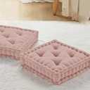 Codi INNA Floor Cushions for Adults, Large Pillows Seating for Meditation, Square Tufted Chenille Cushion, Living Room, Fireplace, Reading Nook, 20x20, Pink 2 Pack (Inna Dusty Rose)