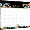 Desk Calendar 2026-2027 - Large Desk Calendar 2026-2027, Jul. 2026 - Dec. 2027, 22" x 17", 18 Months Calendar with Corner Protectors - Black Floral