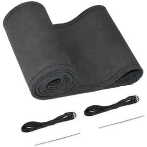 BELINOUS Suede Steering Wheel Leather Wrap (Size S3, Black)