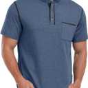 Sailwind Mens Henley Shirts Short Sleeve Summer Casual Classic Cotton T Shirts Pocket Button Shirt (Blue, L)
