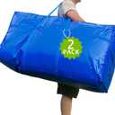 66 Gallon Extra Large Storage Bags, Huge Moving Bags Heavy Duty with Zipper and Stronger Handles, Big Foldable Duffle Bag for Travel, Storage Totes Moving Boxes for College, Christmas Tree,Blue,2 Pack