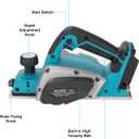 3-1/4-Inch Cordless Electric Hand Planer Compatible with Makita 18V Battery (Tool Only, Brushless Motor), Not an Official M@kita Product