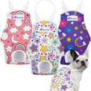 Pet Soft Dog Diapers Female Onesie Sanitary Pantie with Adjustable Suspender, Colorful Pattern Washable Puppy Diapers Female, Super Absorbent Underwear Dog Diaper for Heat (Nature, XL)