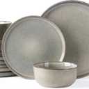 AmorArc Ceramic Dinnerware Sets, Round Reactive Glaze Stoneware Plates and Bowls Set, Highly Scratch Resistant | Dishwasher & Microwave Safe Dishes, Service for 6 (18pc)