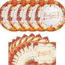 Gatherfun Thanksgiving Party Supplies Maple Leaves Disposable Paper Plates and Napkins for Thanksgiving Dinner Party Fall Party Decorations Serve 50