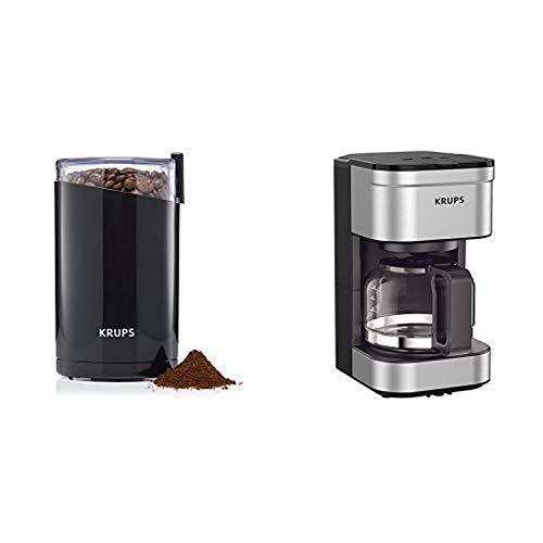 KRUPS 1500813248 203 Electric Spice and Coffee Grinder with Stainless Steel Blades AND KM202850 Simply Brew Compact Filter Drip Coffee Maker