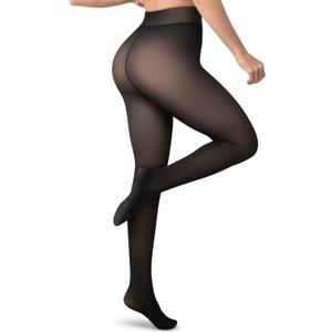 Vosda Womens Fleece-Lined Tights - Ultra-Warm Fake Sheer Look Pantyhose Thick Leggings for Winter (M)