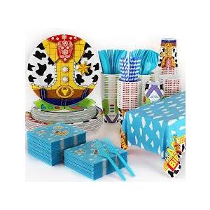 141Pcs Cartoon Themed Birthday Party Decorations for 20 Guests Cartoon Tableware Supplies Party Plates and Napkins Forks Cups Straws Tablecloth for Baby Shower Birthday Decorations