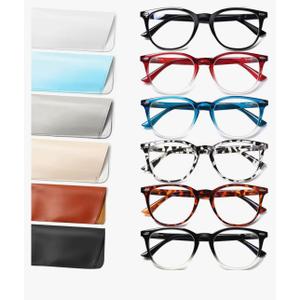Henotin 6 Pack Reading Glasses for Women Men Blue Light Blocking Stylish Computer Readers with Leather Case Henotin 6 Pack Reading Glasses for Women Men Blue Light Blocking Stylish Computer Readers with Leather Case