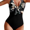 AI'MAGE Women's One Piece Swimsuits Halter Bathing Suits Push Up Swim Suits Slimming Tummy Control Swimwear, Size: Large