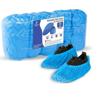 2 x 50 PCS Shoe Covers Disposable with Elastic Bands | Breathable Non-Slip Booties for Shoe Covers | Boot Covers with 100% Recyclable Non-Woven 40 GSM Fabric | Fits Men 12 / Women 14