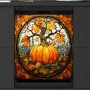 Magnetic Dishwasher Cover Fall Pumpkin Autumn Thanksgiving Dishwasher Covers Decorative for The Front,Magnetic Refrigerator Cover Panel Decal Skin for Kitchen Magnet Cabinet Appliance 26"X23"