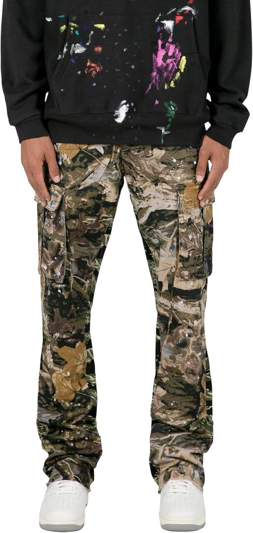 mnml Men's Bootcut Cargo Pants (30 Regular, Green)