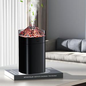 Portable Mini Humidifier, 400ml Small Humidifier with 2 Modes Large Spray, USB Personal Desktop Humidifiers for Home Bedroom Car Office Travel Yoga with 7 Color LED Light, Auto-Off, Bass Work(Black)