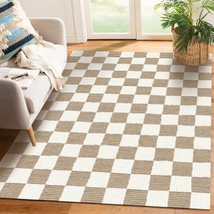 Washable Hallway Runner Rug 2' 6' Brown Rug Checkered Geometry Neutral Line Non-Slip Soft Long Carpet Kitchen Entryway Bedroom Corridors Indoor