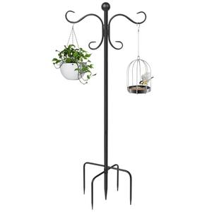 AOMGD 76 Inch Adjustable Double Shepherds Hooks for Outdoor Heavy Duty, Two Sided Garden Bird Feeder Pole for Hanging Plant Baskets, Solar Lights, Weddings Decor