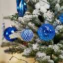 Poen 8 Pcs 4" Christmas Ball Ornaments Christmas Tree Hanging Decorations Xmas Plastic Shatterproof Colorful Ornaments Set with Rope for Holiday Party ... (Blue Silver)
