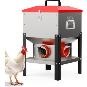 35LB Large Chicken Feeder, Automatic Metal Chicken Feeder with 4 Ports