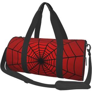 Red Spider Web Sports Gym Duffel Bag for Men Women Weekender Travel Workout Training Handbag Water Resistant One Size