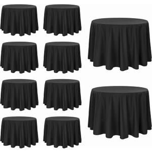 10 Pack Black Round Tablecloths, 120 Inch Stain Resistant and Wrinkle Round Table Clothes, Washable Polyester Table Clothes Cover for Kitchen Dining, Wedding Birthday Party, Buffet Restaurant, Banquet